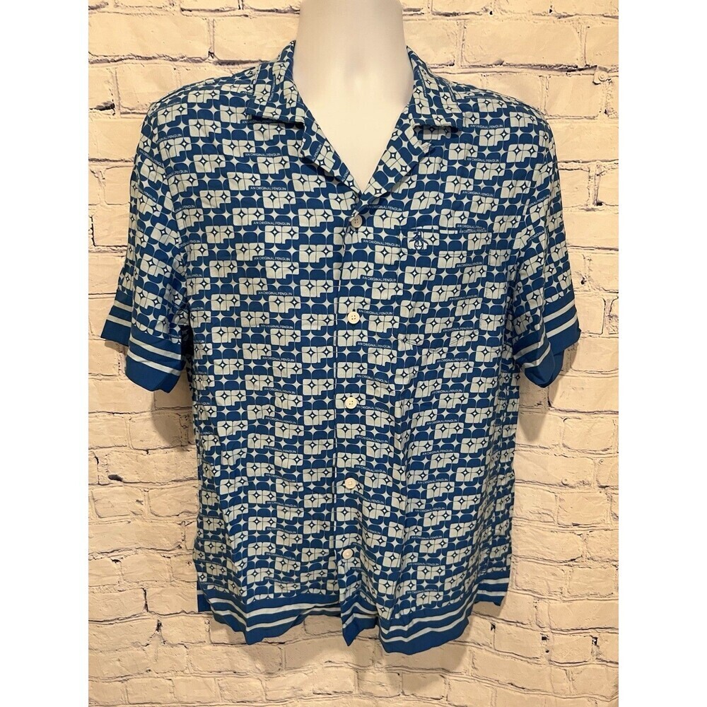 Original Penguin Shirt Blue Sky Diver Short Sleeve Button Up Men’s Small